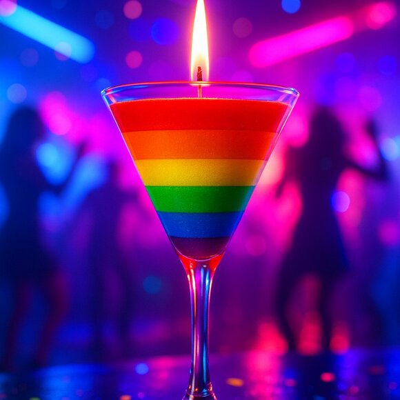 Pride Candle in Martini Glass – Rainbow Soy Wax Candle Handmade LGBTQ+ Gift – Co - Picture 7 of 7
